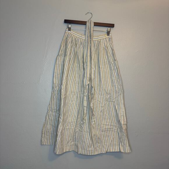 Vintage Dresses & Skirts - Vintage Striped Linen/Cotton Maxi Skirt and Belt